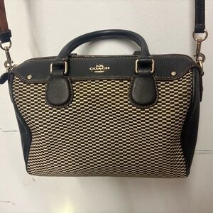 Coach Black and Tan Checkered Satchel